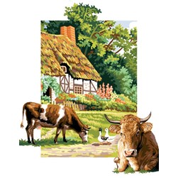 Canevas Luc Création Les vaches de la chaumière normande