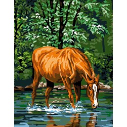 Canevas Luc Création La jument au gué de la forêt