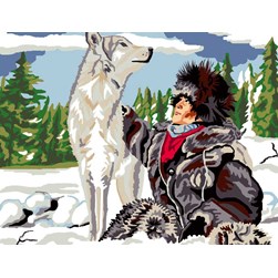 Canevas Luc Création L'amitié du loup et de l'esquimau