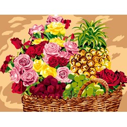 Canevas Luc Création Panier de fleurs fruité