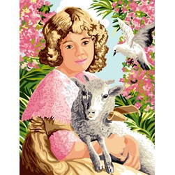 Canevas Luc Création Jeune femme et l'agneau