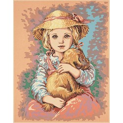 Canevas Luc Création Petite fille et son chiot