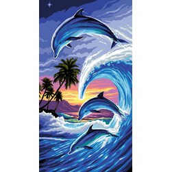 Canevas Rafael Angelot Les dauphins sous les tropiques