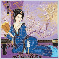 kit Point de croix Maia Gheisha à l'éventail