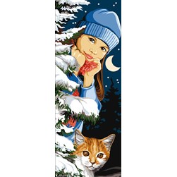 Canevas Margot Cache cache sous la lune hivernale