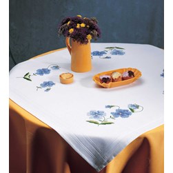 kit Nappe - Broderie Point de Croix imprimée Royal Paris Les pensées bleues