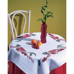 kit Nappe - Broderie Point de Croix imprimée Royal Paris Multi fruits rouge