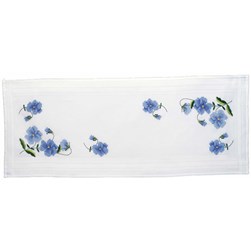 kit Chemin De Table - Broderie Point de Croix imprimée Royal Paris Les pensées bleues