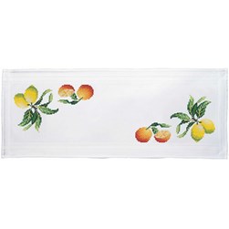 kit Chemin De Table - Broderie Point de Croix imprimée Royal Paris Agrumes gourmands