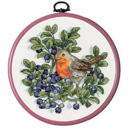 kit Point de croix Royal Paris Le rouge-gorge et les myrtilles