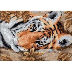 kit Point de croix Dimensions Jeune tigre dans les feuillages