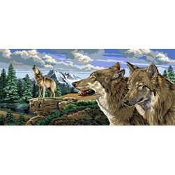 Canevas Luc Création La meute de loup de la montagne