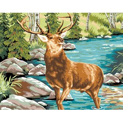 Canevas Luc Création La fierté du cerf près du ruisseau