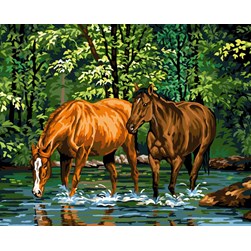 Canevas Luc Création Ballade des chevaux dans les bois