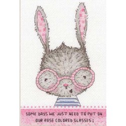 kit Point de croix Dimensions Lapine aux lunettes roses