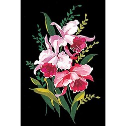 Canevas Margot Trio fleuri sur fond noir