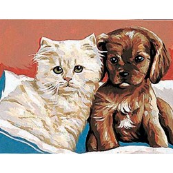 kit Canevas - Petits trous Margot Chat et chien