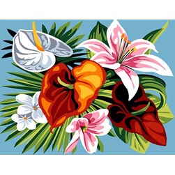 kit Canevas - Petits trous Margot Fleurs tropicales