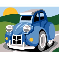 kit Canevas - Petits trous Margot Voiture 2CV bleu