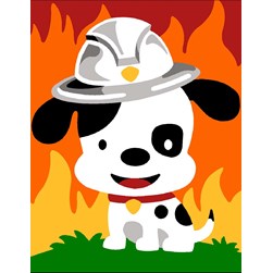 kit Canevas - Petits trous Margot Dalmatien pompier