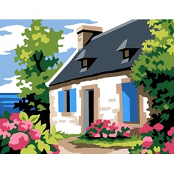 kit Canevas - Petits trous Margot Maisonnette aux volets bleus