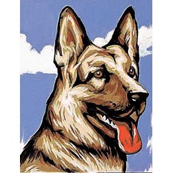 kit Canevas - Petits trous Margot Fidèle berger allemand