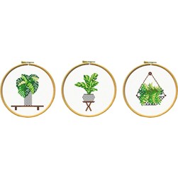 kit Point de croix Princesse Tableautins de plantes vertes