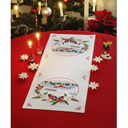 kit Chemin de table - Broderie Point de Croix compté Anchor Bluefinches dans un cercle