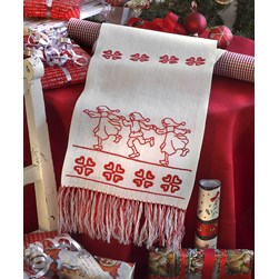 kit Chemin de Table - Broderie Traditionnelle Anchor Coureur de danse du Père Noël