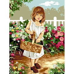 Canevas SEG La fillette au panier floral