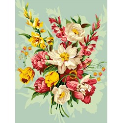 Canevas SEG Bouquet d'été jaune et rose