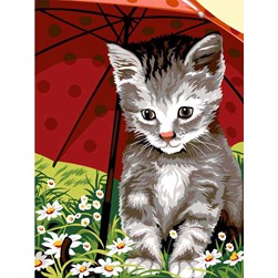 Canevas SEG Chat et parapluie rouge