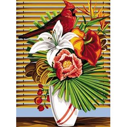 Canevas SEG L'oiseau du vase exotique