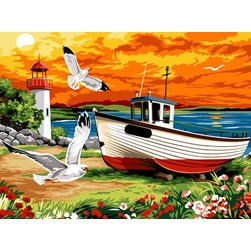 Canevas SEG Bateau échoué sur la plage