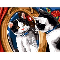 Canevas SEG Chat s'admirant dans le miroir