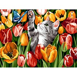 Canevas SEG Chat dans les tulipes