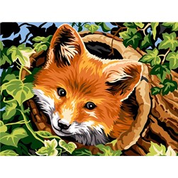 Canevas SEG Renard jouant à cache cache