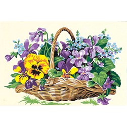 Canevas SEG Panier de fleurs aux pensées