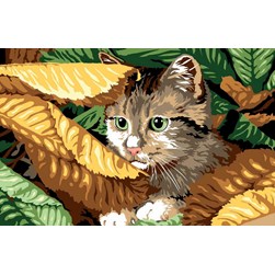 Canevas SEG Chat au milieu des feuilles d'automne