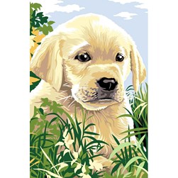 Canevas SEG Labrador jouant à cache-cache