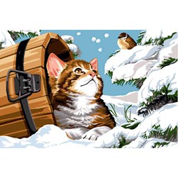 Canevas SEG Un chat admirant les flocons