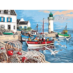 Canevas SEG Bateau de pêche au port