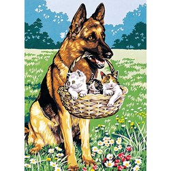 Canevas SEG Le berger allemand et le panier