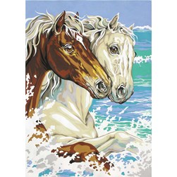 Canevas SEG Deux chevaux débordant de joie