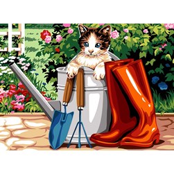 Canevas SEG Chaton prêt à jardiner