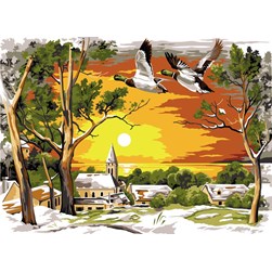 Canevas SEG Scène de chasse - l'envolée des canards