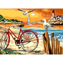 Canevas SEG Une bicyclette et des mouettes