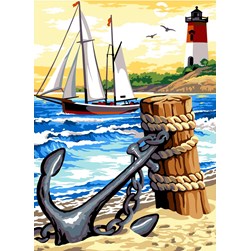 Canevas SEG Une ancre sur la plage