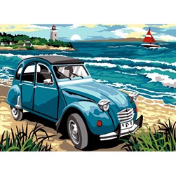 Canevas SEG La 2CV à la mer