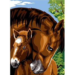 Canevas SEG Jument et poulain enlacés